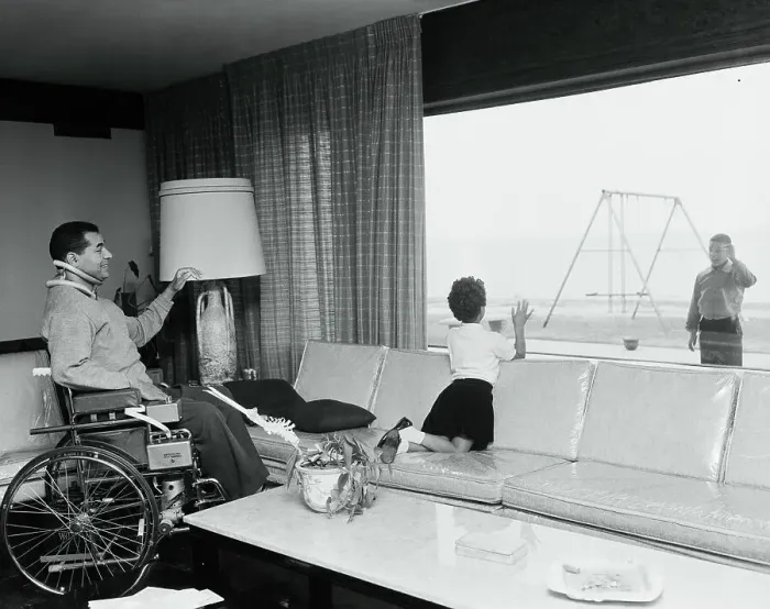 Framed Print : Roy Campanella in Wheelchair near His Children Framed Print : Roy Campanella in Wheelchair near His Children