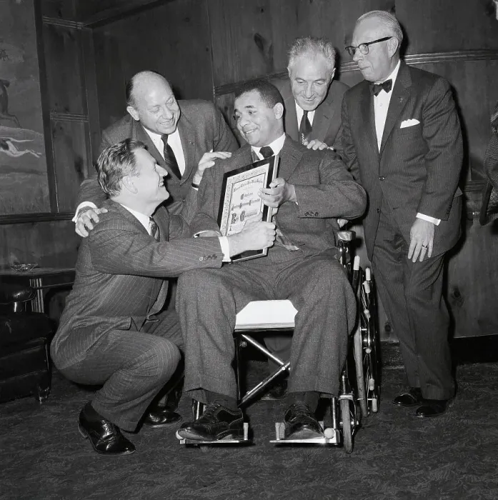 Framed Print : Roy Campanella In Wheelchair W / Award Framed Print : Roy Campanella In Wheelchair W / Award