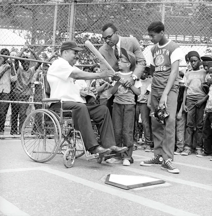 Framed Print : Roy Campanella In Wheelchair W / Kids Framed Print : Roy Campanella In Wheelchair W / Kids
