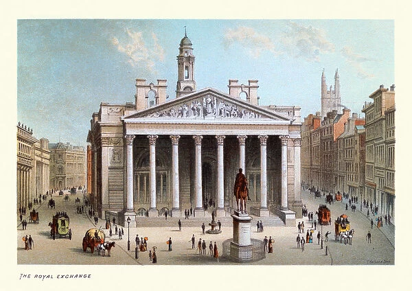 The Royal Exchange, Victorian London Architecture, 19th Century Art print