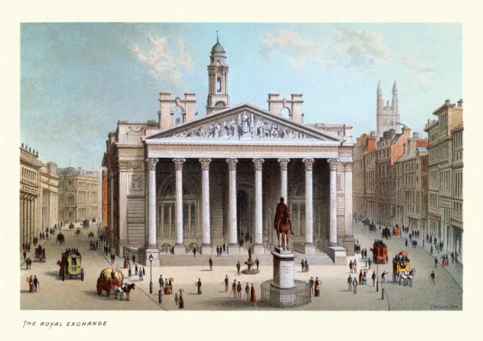 Framed Print : The Royal Exchange, Victorian London Architecture, 19th Century Art print Framed Print : The Royal Exchange, Victorian London Architecture, 19th Century Art print