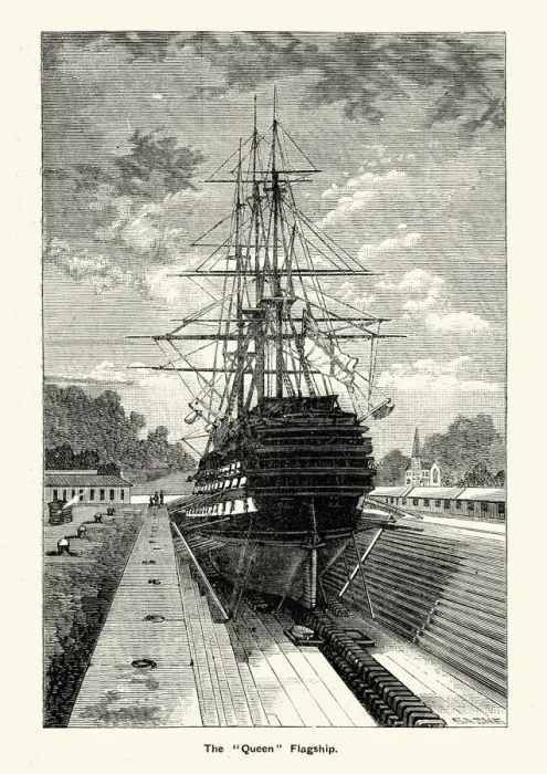 Framed Print : Royal Navy HMS Queen in Dry Dock