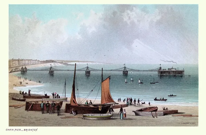 Framed Print : Royal Suspension Chain Pier, Brighton, Victorian, 19th Century Framed Print : Royal Suspension Chain Pier, Brighton, Victorian, 19th Century