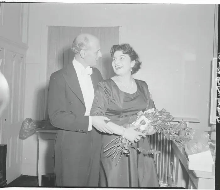 Framed Print : Rudolf Bing Congratulating Lucine Amara Framed Print : Rudolf Bing Congratulating Lucine Amara