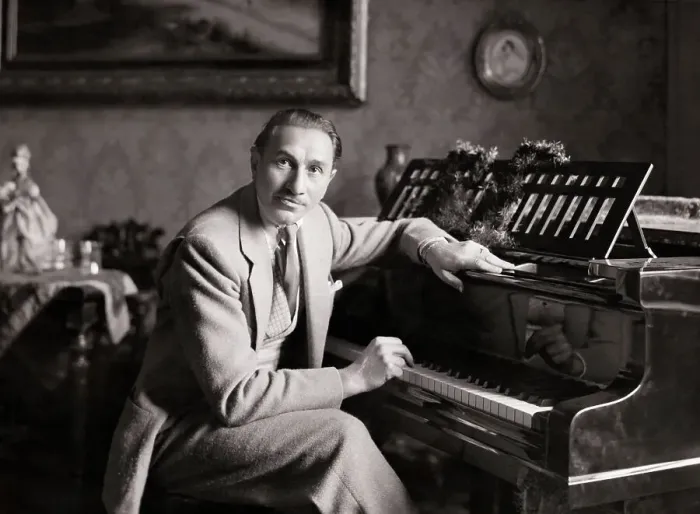 Framed Print : Rudolf Friml Posing at Piano
