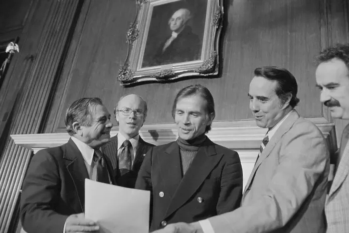 Framed Print : Rudolf Nureyev Conversing with Panel Members Framed Print : Rudolf Nureyev Conversing with Panel Members