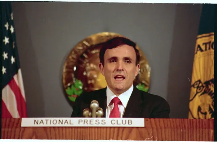 Framed Print : Rudolph Giuliani Speaking Into Microphone Framed Print : Rudolph Giuliani Speaking Into Microphone