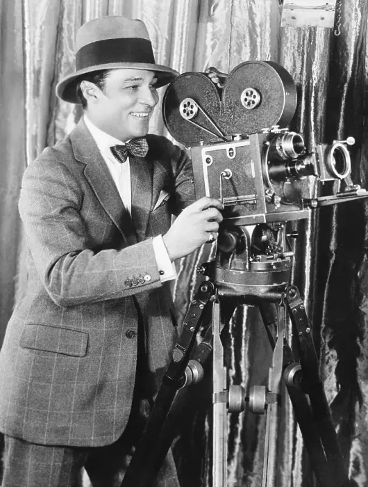 Framed Print : Rudolph Valentino Behind Movie Camera Framed Print : Rudolph Valentino Behind Movie Camera