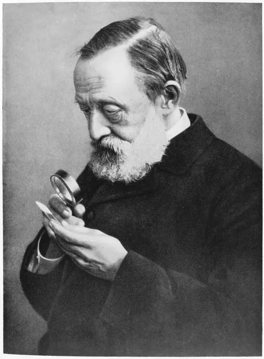 Framed Print : Rudolph Virchow Looking Through Magnifying Glass Framed Print : Rudolph Virchow Looking Through Magnifying Glass