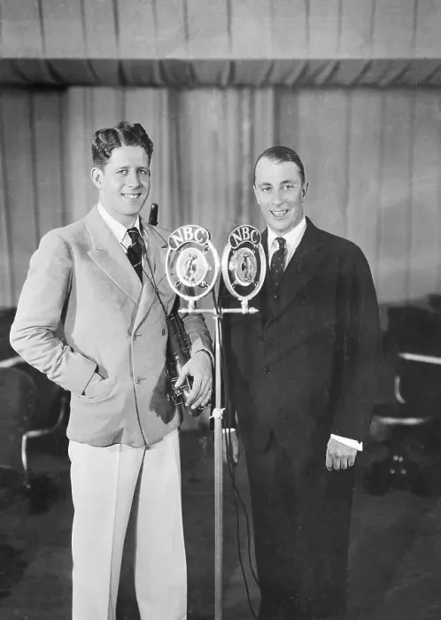 Framed Print : Rudy Vallee Standing At Microphone
