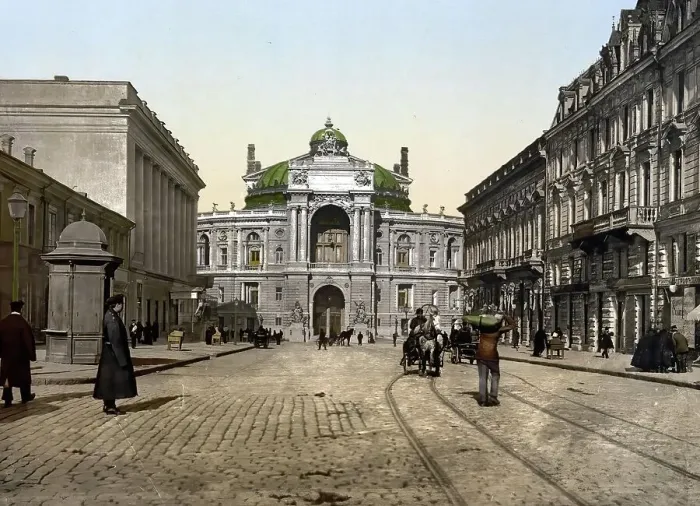 Framed Print : Rue Richelieu in Odessa, Russia, Ukraine, c. 1890, Historic, digitally enhanced reproduction of a photochrome print of the time Framed Print : Rue Richelieu in Odessa, Russia, Ukraine, c. 1890, Historic, digitally enhanced reproduction of a photochrome print of the time