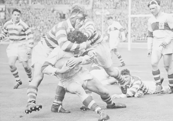 Framed Print : Rugby Players Tackling Each Other Framed Print : Rugby Players Tackling Each Other