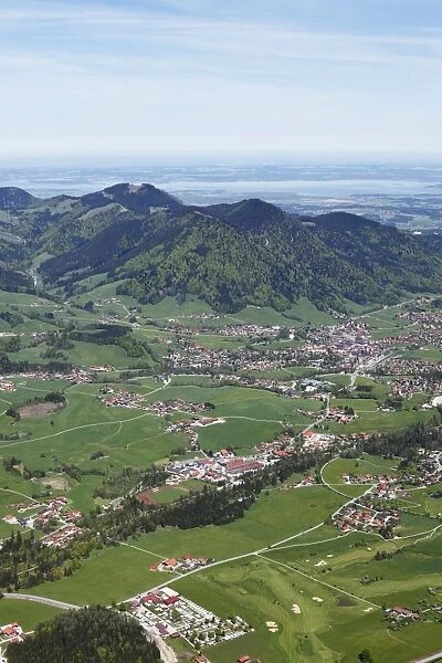 Ruhpolding, view from Mt Rauschberg, Chiemgau Alps, Chiemgau region, Upper Bavaria, Bavaria, Germany, Europe