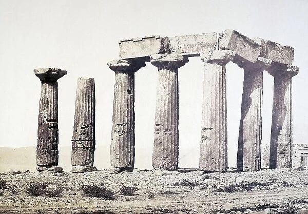 The Ruin of the Temple of Corinth, 1860, Greece, Historical, digitally restored reproduction from a 19th century original