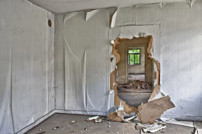 Framed Print : Ruined house before demolition, Laupheim, Baden-Wuerttemberg, Germany, Europe