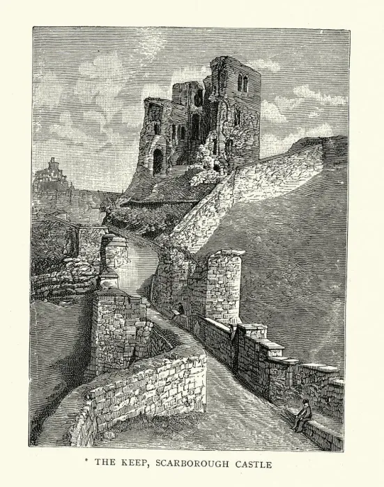 Framed Print : Ruined keep of Scarborough Castle, North Yorkshire, 19th Century Framed Print : Ruined keep of Scarborough Castle, North Yorkshire, 19th Century