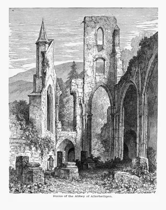 Framed Print : Ruins of Abbey of Allerheiligen in Allerheiligen, Germany Circa 1887 Framed Print : Ruins of Abbey of Allerheiligen in Allerheiligen, Germany Circa 1887