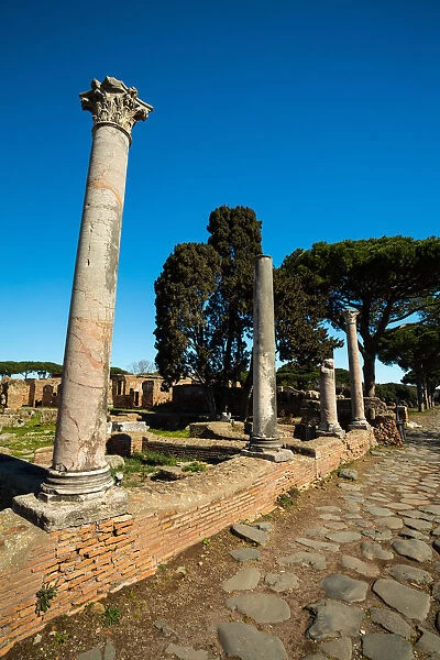 The ruins of the Ancient Roman harbour city of Ostia Antica in Rome, Italy