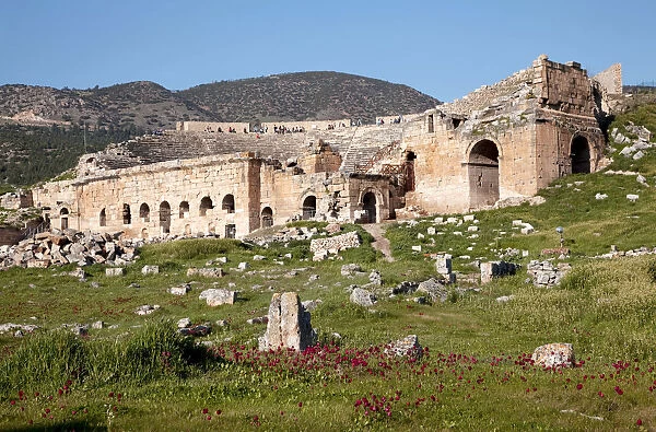 Ruins of the ancient theater at Hierapolis, world cultural heritage, Turkey