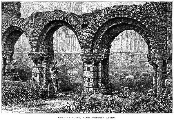 Ruins of the Chapter House, Much Wenlock Abbey, Shropshire, England