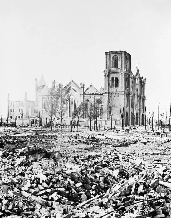 Framed Print : Ruins Of Chicago Fire / 1871 / Church Standi Framed Print : Ruins Of Chicago Fire / 1871 / Church Standi