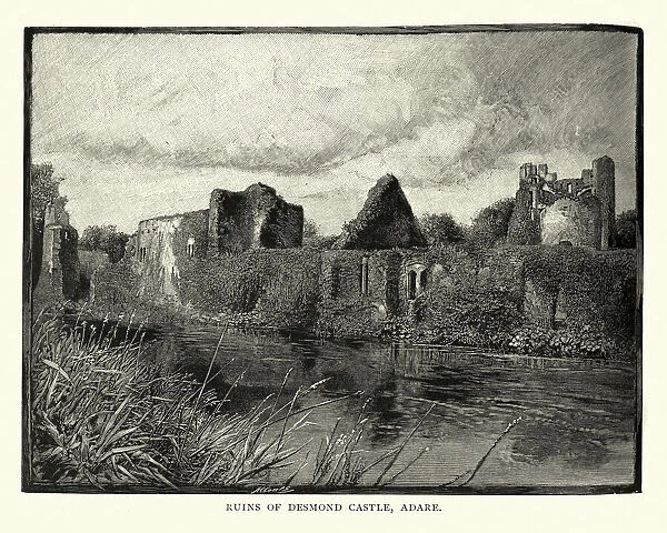 Ruins of Desmond Castle, Adare, County Limerick, Ireland, 19th Century