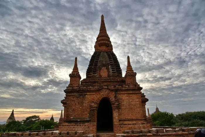 Framed Print : Ruins stupa with sunset at Bagan, unesco ruins Myanmar. Asia