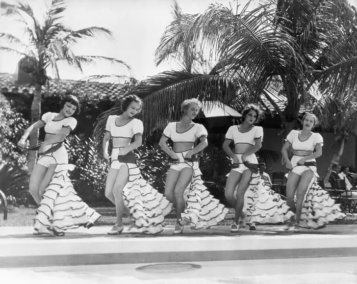 Framed Print : Rumba Dancers Performing Poolside