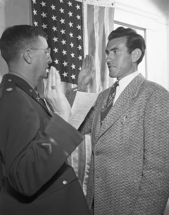 Framed Print : Runner Lou Zamperini inducted into Army Framed Print : Runner Lou Zamperini inducted into Army