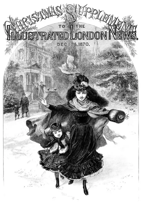 Framed Print : Running girls - Illustrated London News Christmas 1870 cover Framed Print : Running girls - Illustrated London News Christmas 1870 cover