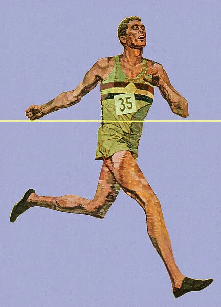 Running Man Crossing Finish Line