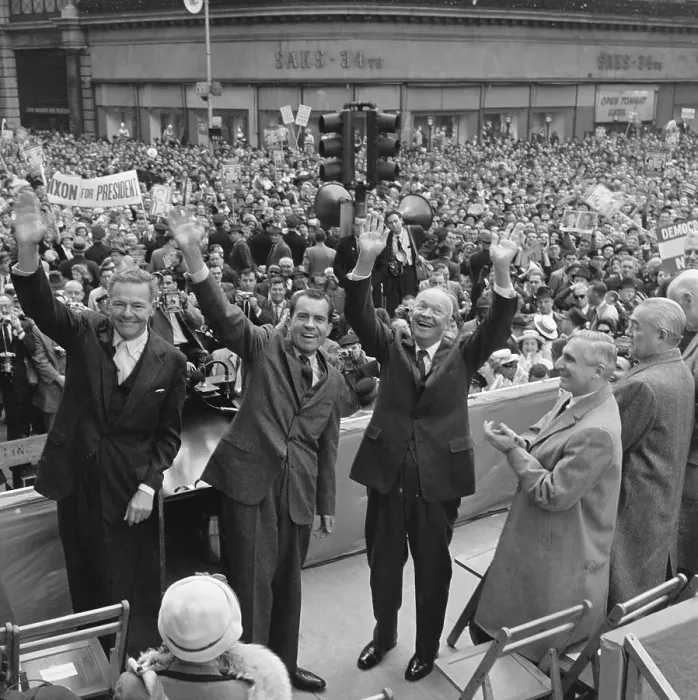 Framed Print : Running Mates and Dwight Eisenhower Acknowledging Cheers