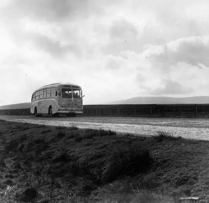 Framed Print : Rural Bus. 10th May 1952: The London to Glasgow coach Framed Print : Rural Bus. 10th May 1952: The London to Glasgow coach