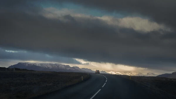 Rural road through Iceland landscape