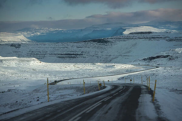 Rural road through Iceland mountain