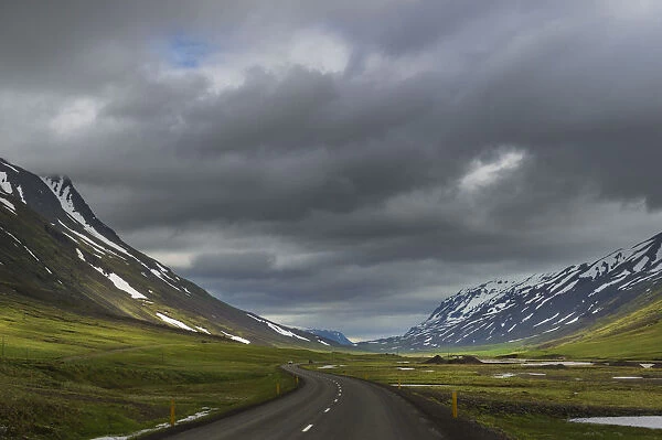 Rural road landscape scene in North Iceland