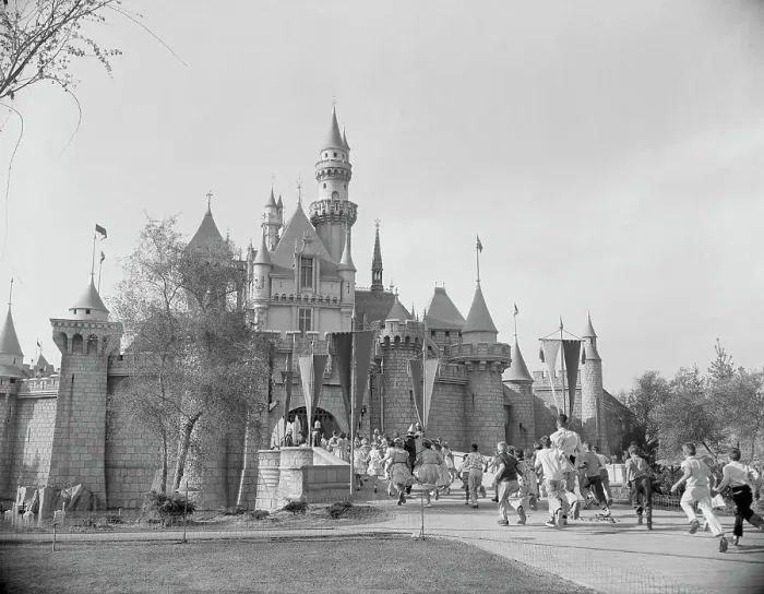 Framed Print : Rushing Toward Sleeping Beauty Castle on Disneyland's Opening Day Framed Print : Rushing Toward Sleeping Beauty Castle on Disneyland's Opening Day
