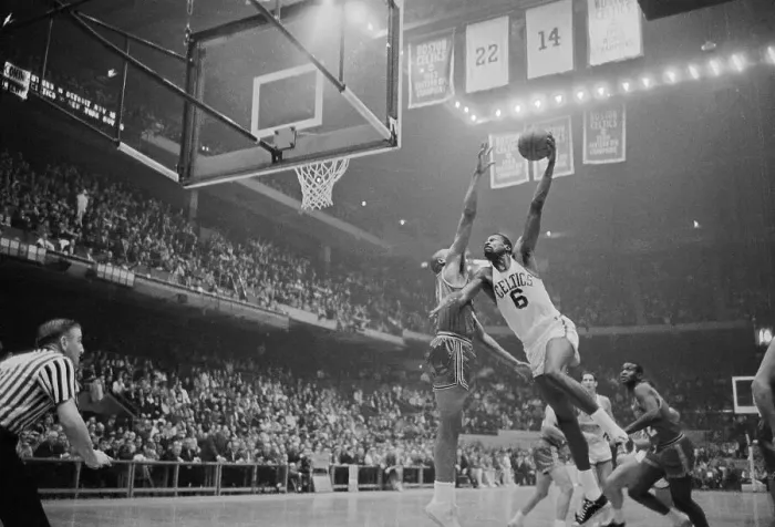 Framed Print : Bill Russell Going up for Basket Framed Print : Bill Russell Going up for Basket
