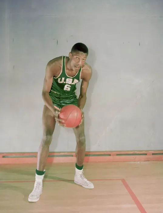 Framed Print : Bill Russell Holding Basketball