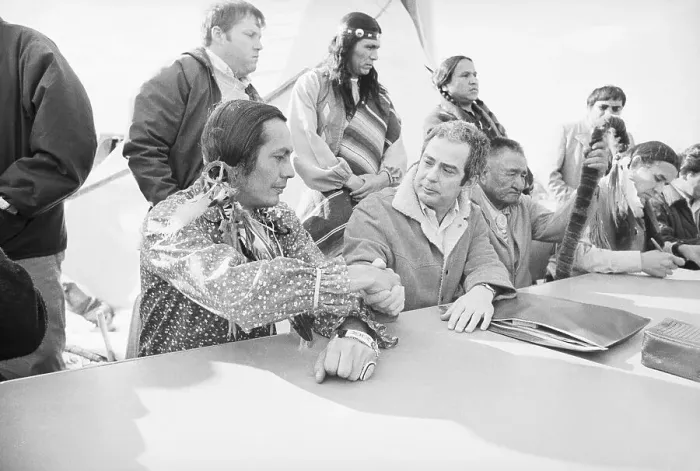 Framed Print : Russell Means and Kent Frizzell Shaking Hands
