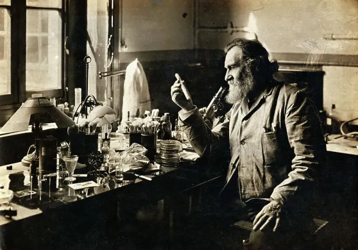 Framed Print : Russian Bacteriologist in Lab Framed Print : Russian Bacteriologist in Lab