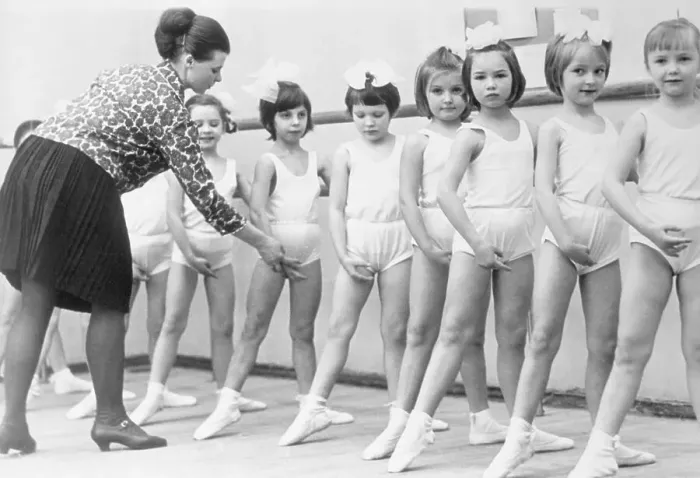 Framed Print : Russian Ballet Teacher and Her Female Students Framed Print : Russian Ballet Teacher and Her Female Students