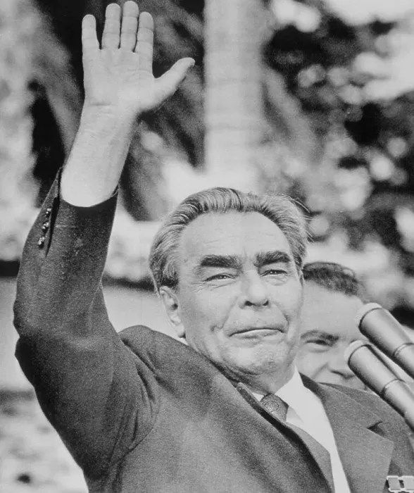 Framed Print : Russian Leader Leonid Brezhnev Waving to Supporters Framed Print : Russian Leader Leonid Brezhnev Waving to Supporters