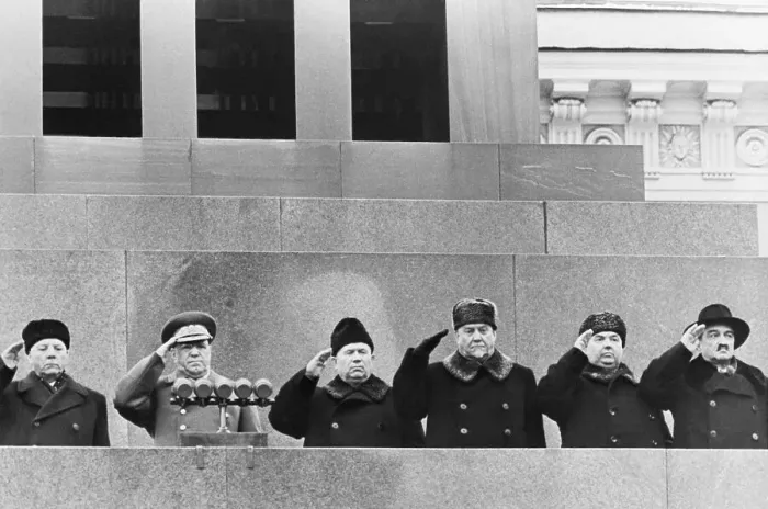Framed Print : Russian Leaders Standing in Row Saluting Framed Print : Russian Leaders Standing in Row Saluting