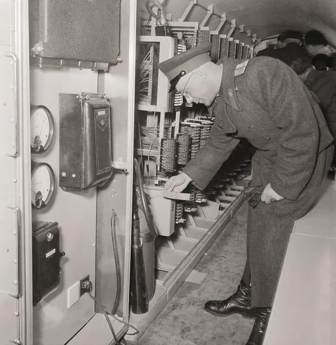 Framed Print : Russian Officer Reading a Fire Extinguisher's Label Framed Print : Russian Officer Reading a Fire Extinguisher's Label