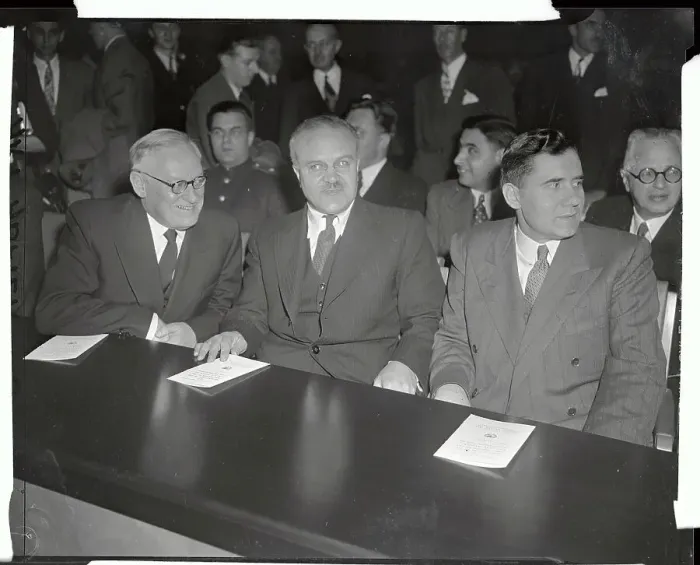 Framed Print : Russian Officials Sitting at Table Framed Print : Russian Officials Sitting at Table