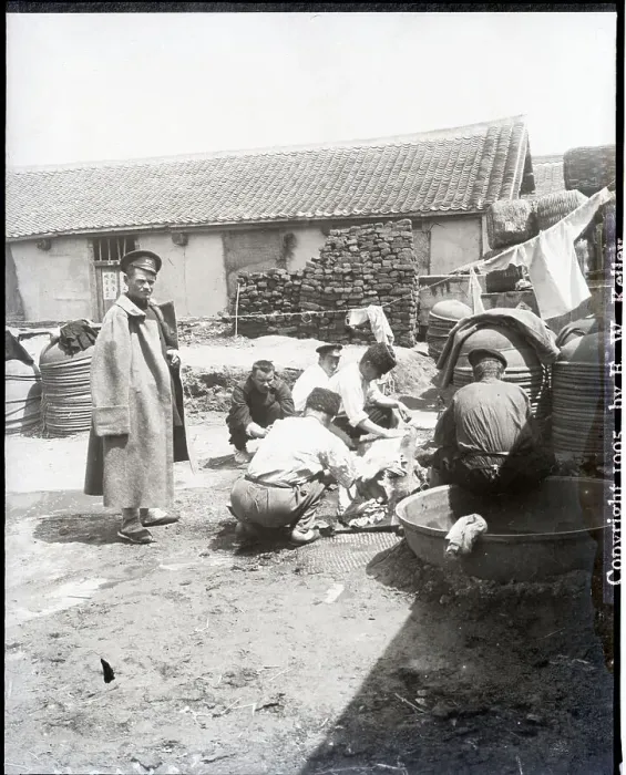 Framed Print : Russian Prisoners Washing Clothes