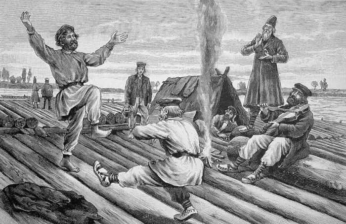 Framed Print : Russian rafters with a float on the river Pregel, Russia, Historic, digitally restored reproduction of an original 19th-century painting Framed Print : Russian rafters with a float on the river Pregel, Russia, Historic, digitally restored reproduction of an original 19th-century painting