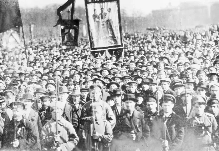 Framed Print : Russian Revolutionists Carrying Large Banner Framed Print : Russian Revolutionists Carrying Large Banner