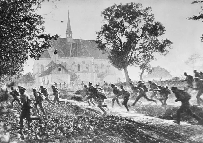 Framed Print : Russian Soldiers Running During Battle Framed Print : Russian Soldiers Running During Battle